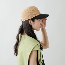 HELEN KAMINSKI｜UPF50 + UVカット ラフィア クロッシェ × ファインコットン キャンバス キャップ vivette-23ss-fn 帽子
