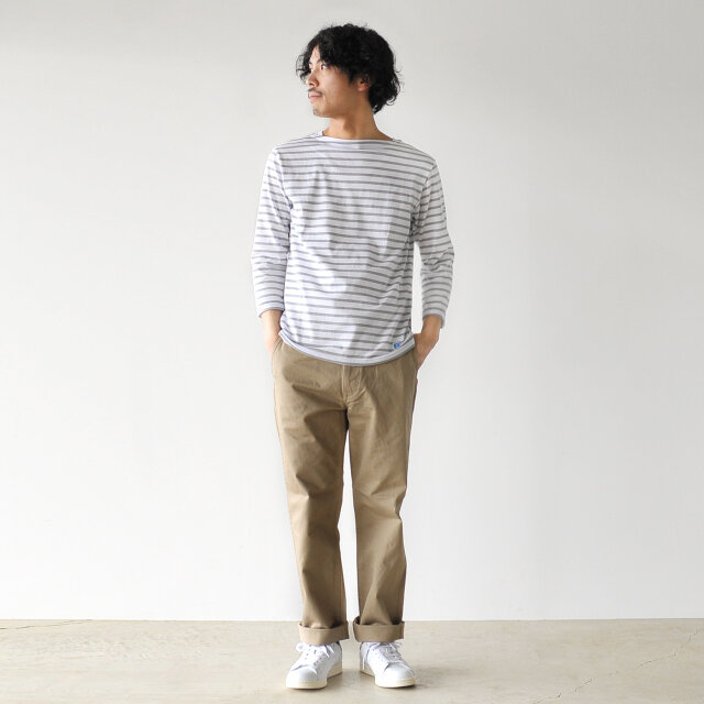 モデル:173cm / 58kg
color : white/lt.grey(col.106) / size : 3(Men's S)
