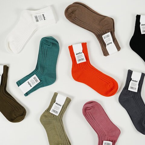 decka quality socks｜ローゲージ リブ ソックス 靴下 メンズ de-26 de-26-2 デカクオリティソックス