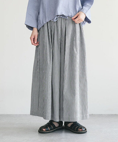 solamonat poche|ギンガム/ストライプキュロット パンツ ガウチョパンツ スカンツ ボトムス チェックパンツ ストライプパンツ ワイドパンツ 【ご予約商品/5月上旬頃入荷予定】 poche-gs-kyt
