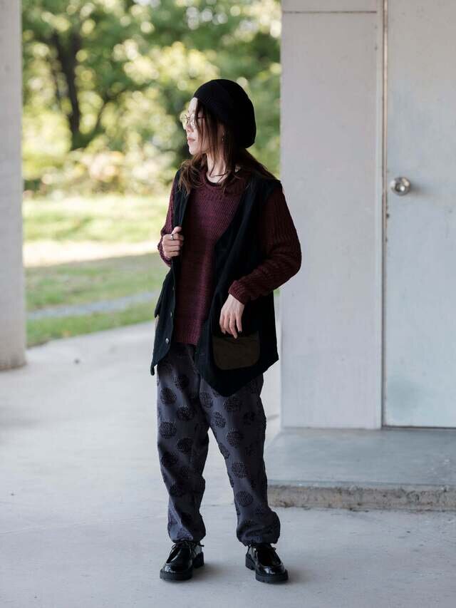 身長152cm (パンツ:Farmers’MONPE 桐生 カットジャガード ※近日中公開予定)