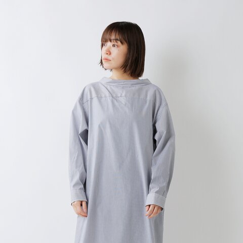 ORCIVAL|ブロード ストライプ&チェック スモック ロングシャツ or-b0098bsc-ms