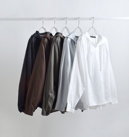 mizuiro ind|コットン フーデッド ギャザーネック シャツ 3-230133