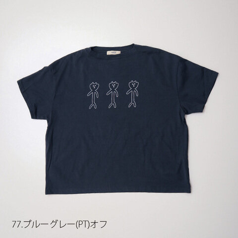 NARU｜(ナル) 40/2天竺OSHOWデザインにゃんこＴ 649015 プリントT　Tシャツ　tシャツ