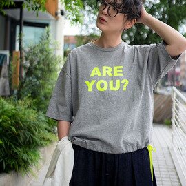 SOLAMONAT|パフ天竺 サイドカラーリボン 5分袖プリントプルーオーバー(AREYOU)SMA-PUF-IRO-ARE