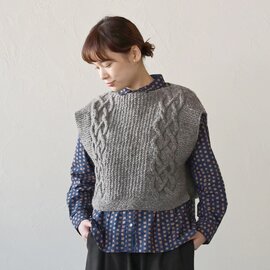 sisam|ショートニットベスト【手編み】【ウール】