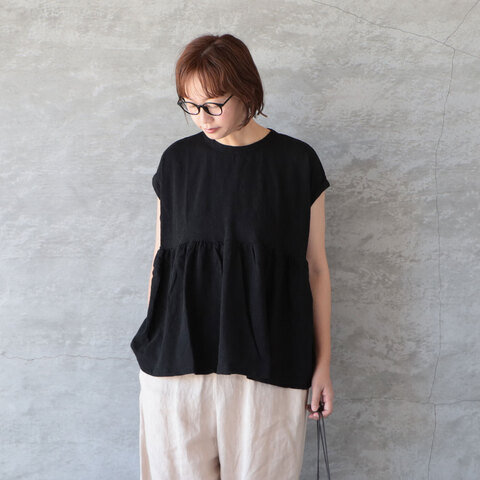 sloe|スラブ天竺ぺプラムフレンチスリーブTシャツ