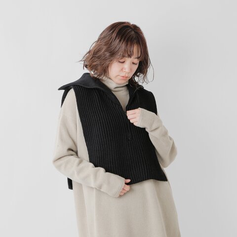CLIPPER CASUALS|メリノ ウール ファネル ネック ジップ ビブ ニット ベスト cl2213-mn クリッパーカジュアル