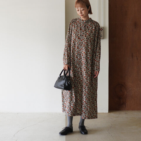 PONT DE CHALONS|フラワープリント ギャザーワンピース 長袖 22552428 ポンデシャロン