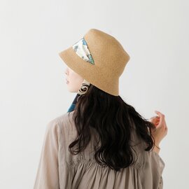 manipuri｜プリントスカーフ つば付き ハット hat-beige-ms 帽子