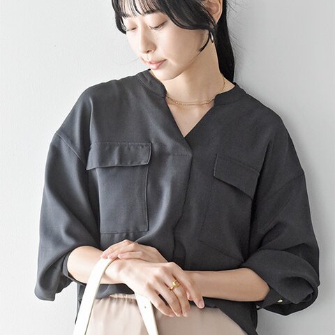kauliina|デイリーに活躍 機能派スキッパーブラウス / イージーケア UVカット 接触冷感 洗濯機洗いOK