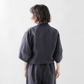 Odour｜リネン チンツワッシャー 5分袖 シングル ジャケット od-jk4111-yo