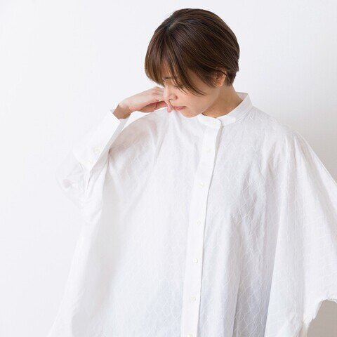 STAMP AND DIARY｜[20%OFF]刺繍 ”sitruuna” スタンドカラービッグワイドシャツ