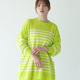 prit|ワイド ロングスリーブ カットソー 40/2ハイツイストコットン 16G 天竺編み ボーダー クルー ワイド 透け感 P915108 プリット