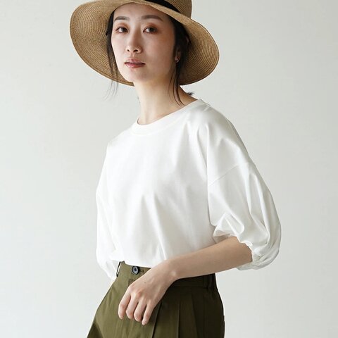 SIRENE MERMAID|接触冷感 コットンポンチ パフスリーブ 半袖 カットソー ブラウス Tシャツ MW-BM5047 シレーヌマーメイド