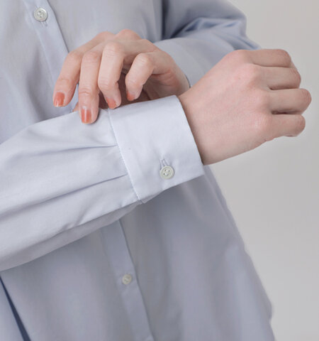 MidiUmi｜コットン Aライン バンドカラー シャツ “A-line shirt” 1-739514-tr