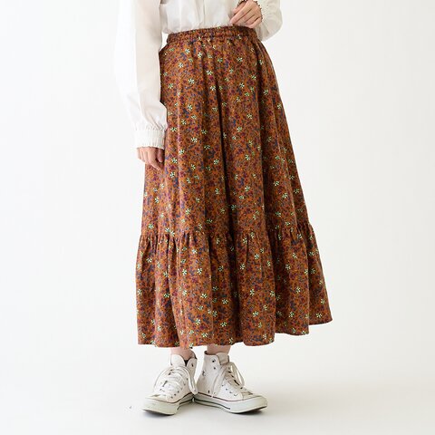 ATELIER EQUAL|コットン小花柄プリント起毛ギャザースカート