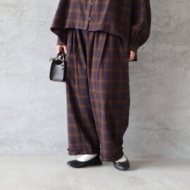 tumugu|コットンウールチェック パンツ PERPLE