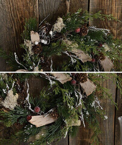 Snowy Fern & Wood Chip Wreath M