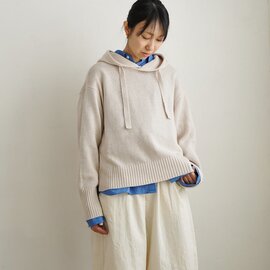 mao made|フード付き プルオーバー 気持ちちょい短め リネンコットン 長袖 トップス 611105 マオメイド