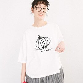 SOLAMONAT|パフ天竺 ハーフスリーブプリントプルオーバー onion レディース トップス ロゴT プリントT 半袖 イラスト 【ご予約商品/7月下旬頃入荷予定】 sma-puf-hfpt-onion
