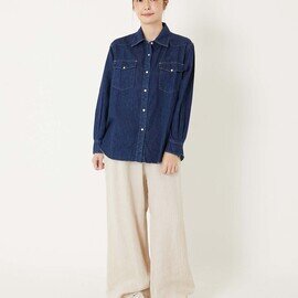 BLUE BLUE|ライトデニム ウォッシュド ウエスタンシャツ ウイメンズ デニムシャツ 日本製