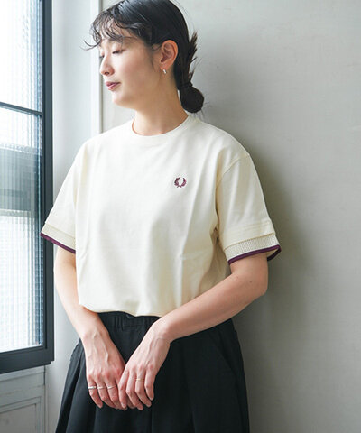 FRED PERRY|MESH CUFF PIQUE T-SHIRT メッシュカフピケ Tシャツ 半袖 トップス レディース g2167