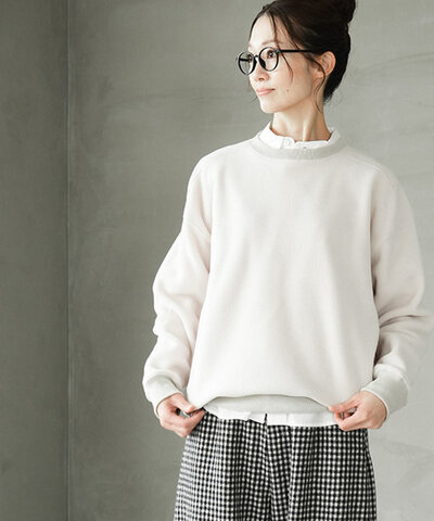 BLUE LAKE MARKET|【SALE 20%OFF】フリースプルオーバー トップス スウェット トレーナー フリース クルーネック 裾コード ドローコード 無地 b-512030