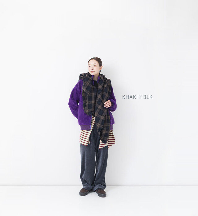 color : KHAKI×BLK , model : 162cm