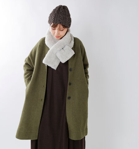 mao made|圧縮ウールノーカラーロングコート 831129-mm