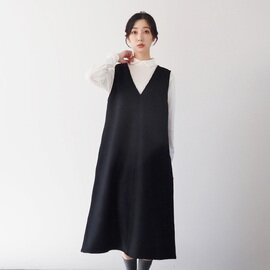 NARU|(ナル) メルトンウール ジャンパースカート 665896 Aライン Vネック シンプル ジャンスカ