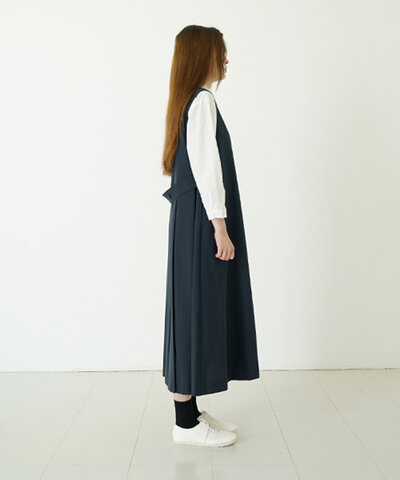 Mochi｜ no sleeve tuck dress [deep blue] ms24-op-02/ノースリーブタックドレス