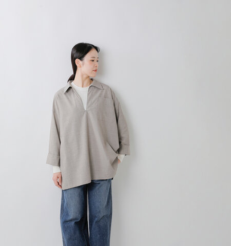ORCIVAL|ストレッチブロード スキッパー ロングシャツ or-b0419twr-kr