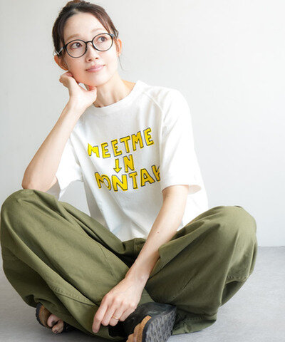 PACIFIC PARK STORE|【SALE 20%OFF】17/BD天竺 ラグランスリーブプリントTee〈MEETME ↓N MONTAK〉Tシャツ 半袖 トップス pps-28272