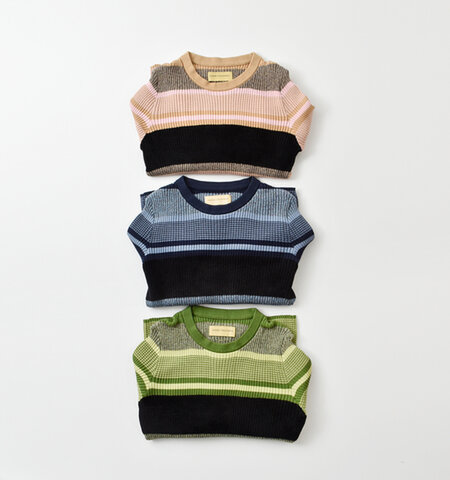 AKANE UTSUNOMIYA|コットン ランダム ボーダー ニットセーター プルオーバー akes-003-ms