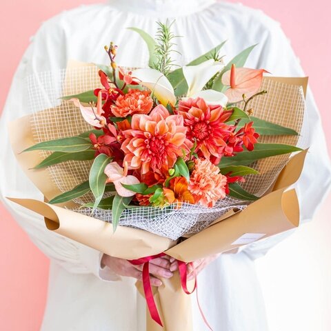 AND PLANTS|【母の日'25】ダリアのブーケ - オレンジ -
