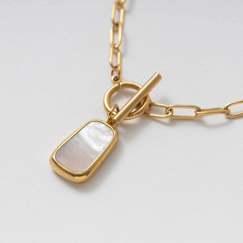 O91O｜mother of pearl stainless steel necklace