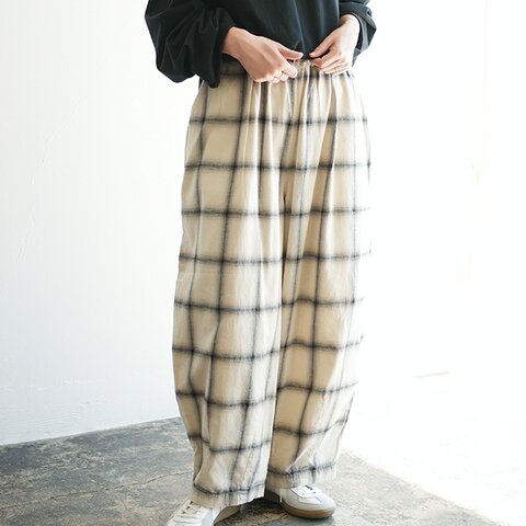 HARVESTY|【40%OFF】オンブレ クロップド サーカスパンツ ワイドパンツ イージーパンツ チェック柄 a12424