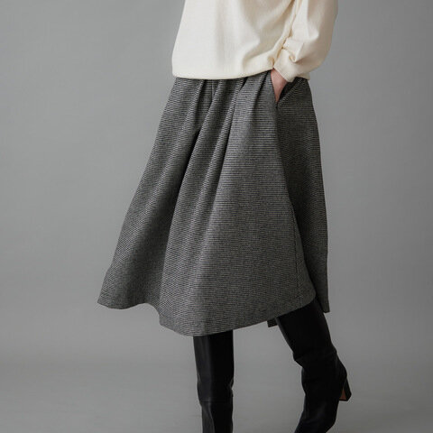 STAMP AND DIARY|ウールチドリチェック タックギャザースカート