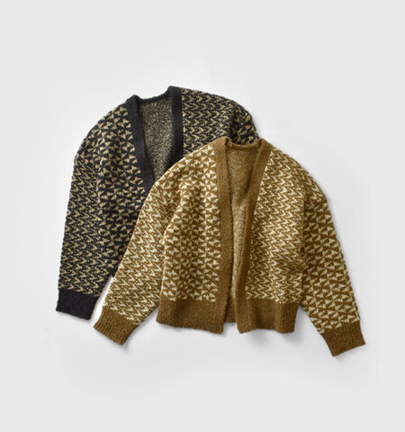 FIL DE FER|ループヤーン ジャガード ショート カーディガン 10-1-07-211-5-2