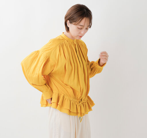 ESTROISLOSE|コットン ストライプ 裾フリル ブラウス eb25304-kr