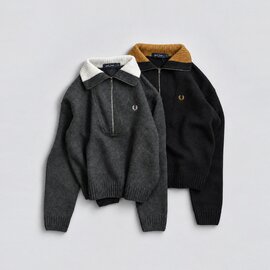 FRED PERRY|ウール バイカラー ハーフジップ ニットセーター Half Zip Jumper k3142