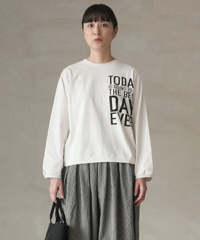 PACIFIC PARK STORE|17/1 BD天竺ヘムラウンドプリントTee ”TODAY IS GOING TO BE THE BEST DAY EVER” レディース Tシャツ pps-28258