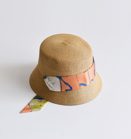 manipuri｜プリントスカーフ つば付き ハット hat-beige-ms 帽子