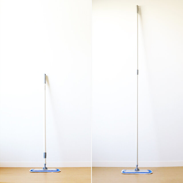 100～180cmまで、楽な姿勢で掃除ができる長さに自由に調整できます。
