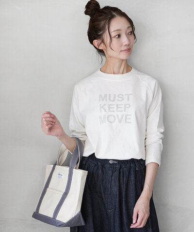 PACIFIC PARK STORE|【40%OFF】17/1BD天竺ラグランスリーブ プリントプルオーバー MUST KEEP MOVE pps-28233