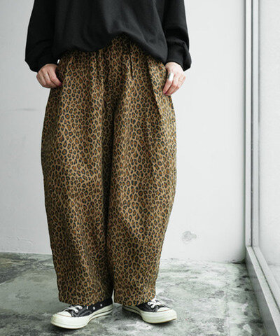 HARVESTY|BACK-SATIN CIRCUS PANTS バックサテンプリント サーカスパンツ ヒョウ柄 レオパード カモフラ柄 ボトムス a12615