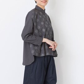 STAMP AND DIARY｜刺繍"ルミ" コットンタイプライター シャツカラービッグシャツ