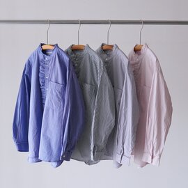 Nouvelles du paradis|フリルアレンジブラウス ストライプ 長袖ブラウス シャツ PB26114 ヌーヴェル ドゥ パラディ