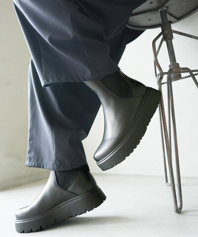 Papillio by BIRKENSTOCK|THEDA CHELESEA セダチェルシー サイドゴア ナチュラルレザープラットフォームウェッジソール 厚底 (NARROW FIT/幅狭) 1033120